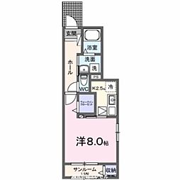 西武拝島線 武蔵砂川駅 徒歩11分の賃貸アパート 1階1Kの間取り