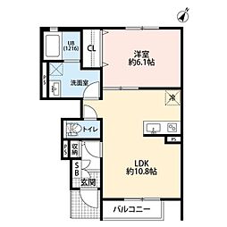 JR青梅線 羽村駅 徒歩8分の賃貸アパート 1階1LDKの間取り