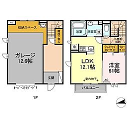 JR中央本線 立川駅 バス20分 イオンモール東下車 徒歩3分の賃貸テラスハウス 1LDKの間取り