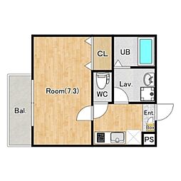 JR青梅線 牛浜駅 徒歩3分の賃貸アパート 2階1Kの間取り