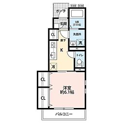 JR中央本線 立川駅 徒歩21分の賃貸アパート 1階1Kの間取り