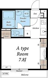 西武新宿線 所沢駅 徒歩15分の賃貸アパート 3階1Kの間取り
