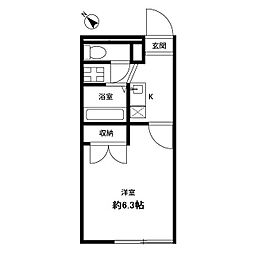 JR青梅線 青梅駅 徒歩22分の賃貸アパート 1階1Kの間取り