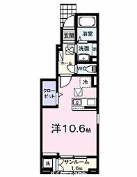 JR青梅線 昭島駅 徒歩8分の賃貸アパート 1階ワンルームの間取り