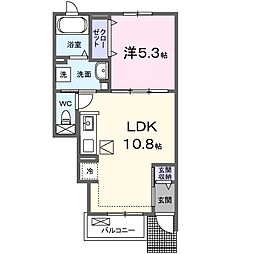 西武拝島線 西武立川駅 徒歩20分の賃貸アパート 1階1LDKの間取り