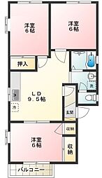 多摩都市モノレール 万願寺駅 徒歩11分の賃貸アパート 1階3DKの間取り