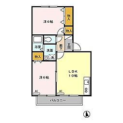 京王線 中河原駅 徒歩11分の賃貸アパート 1階2LDKの間取り