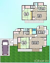 JR中央本線 西八王子駅 バス13分 弐分方入口下車 徒歩7分の賃貸一戸建て 3SLDKの間取り