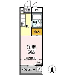 JR八高線 北八王子駅 徒歩10分の賃貸アパート 4階ワンルームの間取り