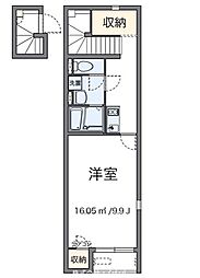 京王高尾線 山田駅 徒歩10分の賃貸アパート 2階1Kの間取り