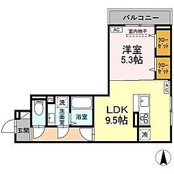 京王線 京王八王子駅 徒歩12分の賃貸アパート 3階1LDKの間取り