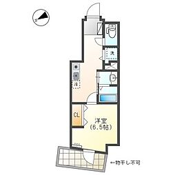 京王線 京王八王子駅 徒歩6分の賃貸マンション 2階1Kの間取り