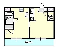 京王線 京王八王子駅 徒歩20分の賃貸マンション 2階1DKの間取り