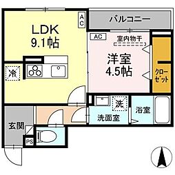 京王線 京王八王子駅 徒歩12分の賃貸アパート 2階1LDKの間取り