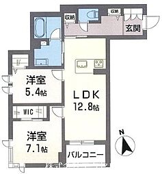 京王線 京王八王子駅 徒歩2分の賃貸マンション 4階2LDKの間取り