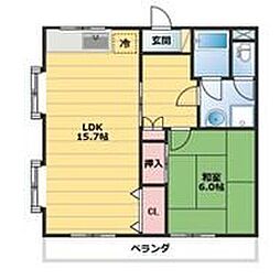 JR中央本線 西八王子駅 徒歩26分の賃貸マンション 2階1LDKの間取り