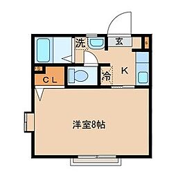 JR横浜線 八王子駅 徒歩19分の賃貸アパート 2階1Kの間取り