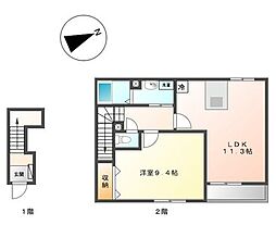 JR中央本線 八王子駅 バス19分 大谷北下車 徒歩3分の賃貸アパート 2階1LDKの間取り