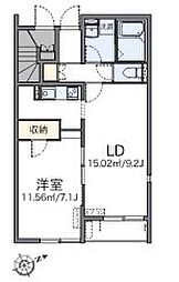 JR五日市線 東秋留駅 徒歩14分の賃貸アパート 1階1LDKの間取り