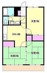 JR青梅線 東青梅駅 徒歩6分の賃貸マンション 3階3DKの間取り