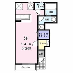 JR八高線 小宮駅 徒歩7分の賃貸アパート 1階1Kの間取り