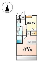 京王線 平山城址公園駅 徒歩8分の賃貸アパート 2階1LDKの間取り
