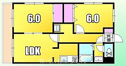 京王線 京王八王子駅 徒歩13分の賃貸マンション 3階2LDKの間取り