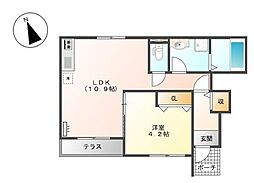 ホワイトジラフD 1LDKの間取図画像