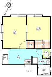 インテリア二井屋アパート 2Kの間取図画像