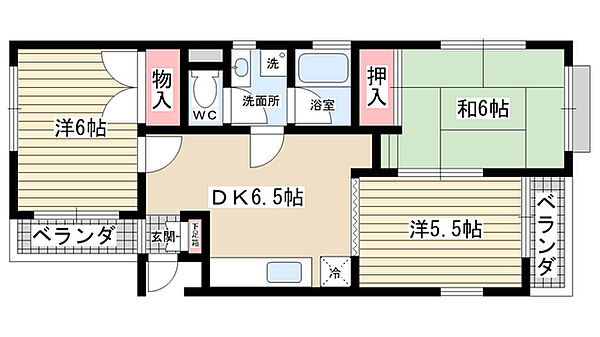 西宮パールハイツ ｜兵庫県西宮市南昭和町(賃貸マンション3DK・3階・55.00㎡)の写真 その2