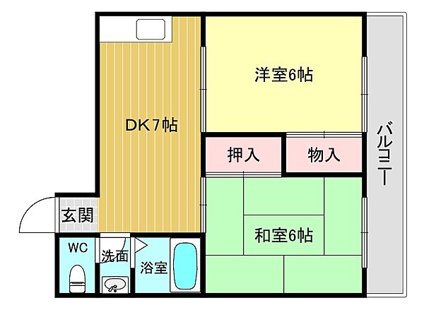 ハイム甲子園 ｜兵庫県西宮市瓦林町(賃貸マンション2DK・2階・38.27㎡)の写真 その2