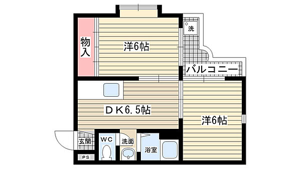 第二庭園ハイツ ｜兵庫県西宮市段上町3丁目(賃貸マンション2DK・3階・45.00㎡)の写真 その2