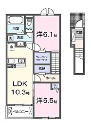 アスピレーション 2LDKの間取図画像