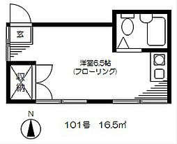 東京メトロ丸ノ内線 東高円寺駅 徒歩3分の賃貸アパート 1階ワンルームの間取り