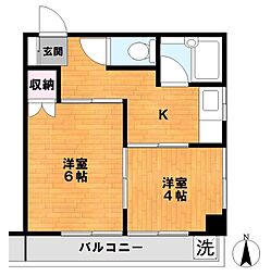 都営三田線 板橋本町駅 徒歩4分の賃貸マンション 4階2Kの間取り