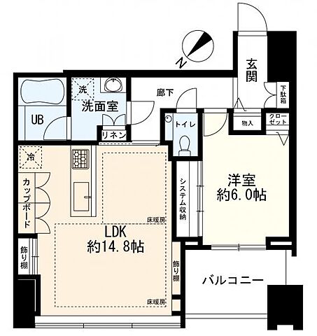 間取り シティタワー麻布十番 21階/-