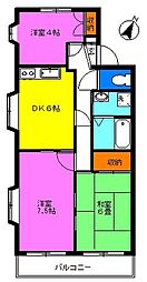 プレステージアサヒ 1階3DKの間取り