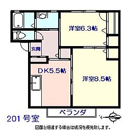 エステート西伊刈 2DKの間取図画像