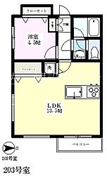 エクレール朝日町 1LDKの間取図画像