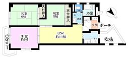 青木町ハイツ1号棟 3LDKの間取図画像