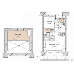 ブランシエスタ新丸子リバーフロ(ブランシエスタシンマルコリバ 1LDKの間取図画像