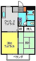 コーポ大ヶ谷戸 2DKの間取図画像