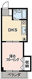 田辺マンション 1DKの間取図画像