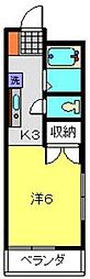 パティオ日吉 1Kの間取図画像