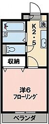 第二ハイツ井上 1Kの間取図画像