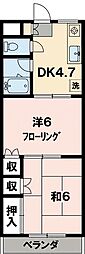 玉川ハイツ 2DKの間取図画像