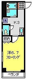 ハイツラフィネ 1Kの間取図画像