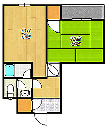 樋口マンション 1DKの間取図画像