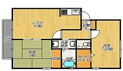 サニーコート西川2 2LDKの間取図画像