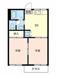 トキワハイツA棟 2DKの間取図画像